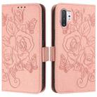For Samsung Galaxy Note10+ Embossed Rose RFID Anti-theft Leather Phone Case(Pink) - 2