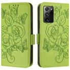 For Samsung Galaxy Note20 Embossed Rose RFID Anti-theft Leather Phone Case(Green) - 2