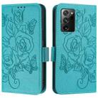 For Samsung Galaxy Note20 Embossed Rose RFID Anti-theft Leather Phone Case(Light Blue) - 2
