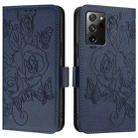 For Samsung Galaxy Note20 Embossed Rose RFID Anti-theft Leather Phone Case(Dark Blue) - 2