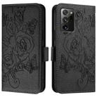 For Samsung Galaxy Note20 Embossed Rose RFID Anti-theft Leather Phone Case(Black) - 2