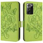 For Samsung Galaxy Note20 Ultra Embossed Rose RFID Anti-theft Leather Phone Case(Green) - 2