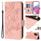 For Samsung Galaxy Note20 Ultra Embossed Rose RFID Anti-theft Leather Phone Case(Pink) - 1