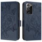 For Samsung Galaxy Note20 Ultra Embossed Rose RFID Anti-theft Leather Phone Case(Dark Blue) - 2