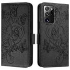 For Samsung Galaxy Note20 Ultra Embossed Rose RFID Anti-theft Leather Phone Case(Black) - 2