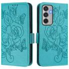 For Samsung Galaxy M35 Embossed Rose RFID Anti-theft Leather Phone Case(Light Blue) - 3