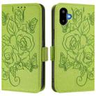 For Samsung Galaxy F06 5G / M06 5G Embossed Rose RFID Anti-theft Leather Phone Case(Green) - 2