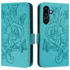 For Samsung Galaxy F16 5G / M16 5G Global Embossed Rose RFID Anti-theft Leather Phone Case(Light Blue) - 2
