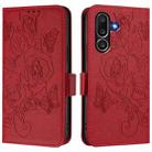 For Samsung Galaxy M56 5G Embossed Rose RFID Anti-theft Leather Phone Case(Red) - 2