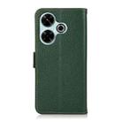 For Redmi 13 4G KHAZNEH Side-Magnetic Litchi Genuine Leather RFID Phone Case(Green) - 3