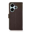 For Redmi 13 4G KHAZNEH Side-Magnetic Litchi Genuine Leather RFID Phone Case(Brown) - 3