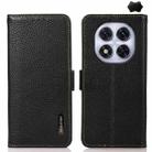 For Redmi Note 14 Pro 5G KHAZNEH Side-Magnetic Litchi Genuine Leather RFID Phone Case(Black) - 1