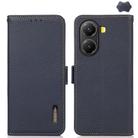 For Redmi Turbo 4 / Poco X7 Pro KHAZNEH Side-Magnetic Litchi Genuine Leather RFID Phone Case(Blue) - 1