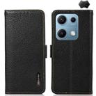 For Redmi Note 14S 4G KHAZNEH Side-Magnetic Litchi Genuine Leather RFID Phone Case(Black) - 1