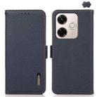 For Redmi 13x KHAZNEH Side-Magnetic Litchi Genuine Leather RFID Phone Case(Blue) - 1