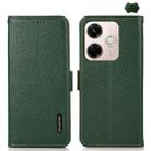 For Redmi 13x KHAZNEH Side-Magnetic Litchi Genuine Leather RFID Phone Case(Green) - 1