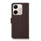For Redmi 13x KHAZNEH Side-Magnetic Litchi Genuine Leather RFID Phone Case(Brown) - 3