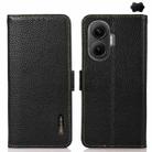 For Redmi Turbo 4 Pro KHAZNEH Side-Magnetic Litchi Genuine Leather RFID Phone Case(Black) - 1