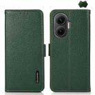 For Redmi Turbo 4 Pro KHAZNEH Side-Magnetic Litchi Genuine Leather RFID Phone Case(Green) - 1