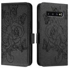 For Samsung Galaxy S10 Embossed Rose RFID Anti-theft Leather Phone Case(Black) - 2