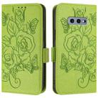 For Samsung Galaxy S10e Embossed Rose RFID Anti-theft Leather Phone Case(Green) - 2