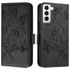 For Samsung Galaxy S21 5G Embossed Rose RFID Anti-theft Leather Phone Case(Black) - 2