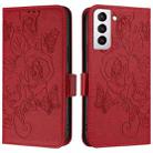 For Samsung Galaxy S21+ 5G Embossed Rose RFID Anti-theft Leather Phone Case(Red) - 2