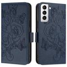 For Samsung Galaxy S21+ 5G Embossed Rose RFID Anti-theft Leather Phone Case(Dark Blue) - 2