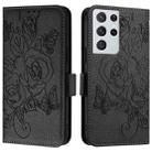 For Samsung Galaxy S21 Ultra 5G Embossed Rose RFID Anti-theft Leather Phone Case(Black) - 2