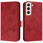 For Samsung Galaxy S22 5G Embossed Rose RFID Anti-theft Leather Phone Case(Red) - 2