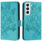 For Samsung Galaxy S22 5G Embossed Rose RFID Anti-theft Leather Phone Case(Light Blue) - 2