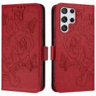For Samsung Galaxy S22 Ultra 5G Embossed Rose RFID Anti-theft Leather Phone Case(Red) - 2