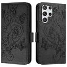 For Samsung Galaxy S22 Ultra 5G Embossed Rose RFID Anti-theft Leather Phone Case(Black) - 2