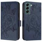 For Samsung Galaxy S22+ 5G Embossed Rose RFID Anti-theft Leather Phone Case(Dark Blue) - 2