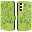 For Samsung Galaxy S23 5G Embossed Rose RFID Anti-theft Leather Phone Case(Green) - 2