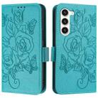 For Samsung Galaxy S23 5G Embossed Rose RFID Anti-theft Leather Phone Case(Light Blue) - 2