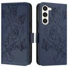 For Samsung Galaxy S23 5G Embossed Rose RFID Anti-theft Leather Phone Case(Dark Blue) - 2