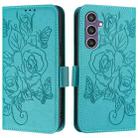 For Samsung Galaxy S23 FE 5G Embossed Rose RFID Anti-theft Leather Phone Case(Light Blue) - 2