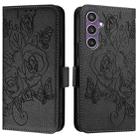 For Samsung Galaxy S23 FE 5G Embossed Rose RFID Anti-theft Leather Phone Case(Black) - 2