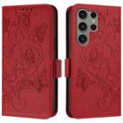 For Samsung Galaxy S23 Ultra 5G Embossed Rose RFID Anti-theft Leather Phone Case(Red) - 2