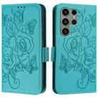 For Samsung Galaxy S23 Ultra 5G Embossed Rose RFID Anti-theft Leather Phone Case(Light Blue) - 2