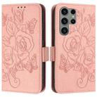 For Samsung Galaxy S23 Ultra 5G Embossed Rose RFID Anti-theft Leather Phone Case(Pink) - 2