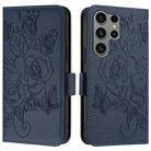 For Samsung Galaxy S23 Ultra 5G Embossed Rose RFID Anti-theft Leather Phone Case(Dark Blue) - 2