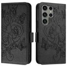 For Samsung Galaxy S23 Ultra 5G Embossed Rose RFID Anti-theft Leather Phone Case(Black) - 2