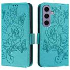 For Samsung Galaxy S24 5G Embossed Rose RFID Anti-theft Leather Phone Case(Light Blue) - 2