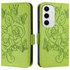 For Samsung Galaxy S24 FE 5G Embossed Rose RFID Anti-theft Leather Phone Case(Green) - 2