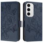 For Samsung Galaxy S24 FE 5G Embossed Rose RFID Anti-theft Leather Phone Case(Dark Blue) - 2