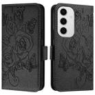 For Samsung Galaxy S24 FE 5G Embossed Rose RFID Anti-theft Leather Phone Case(Black) - 2