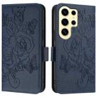 For Samsung Galaxy S24 Ultra 5G Embossed Rose RFID Anti-theft Leather Phone Case(Dark Blue) - 2