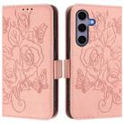 For Samsung Galaxy S25 5G Embossed Rose RFID Anti-theft Leather Phone Case(Pink) - 2